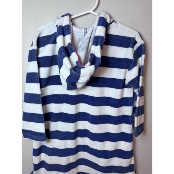 Garnett Hill Kids Blue White Stripe Terry Cloth Swim Cover Up Sz XS (2-3) NEW - Picture 8 of 8